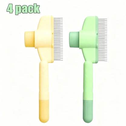 2-Pack Self-Cleaning Pet Hair Removal Comb for Dogs & Cats – Stainless Steel Teeth for Shedding, Mats & Tangles, Works on Long & Short Hair