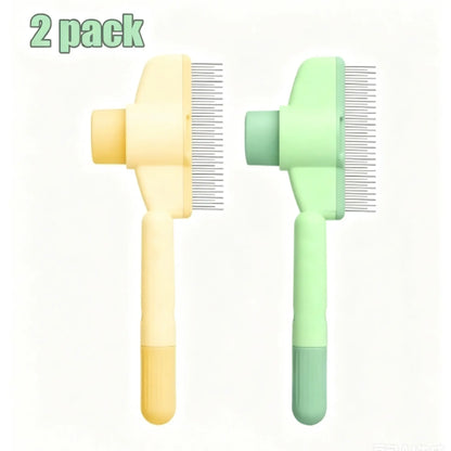 2-Pack Self-Cleaning Pet Hair Removal Comb for Dogs & Cats – Stainless Steel Teeth for Shedding, Mats & Tangles, Works on Long & Short Hair